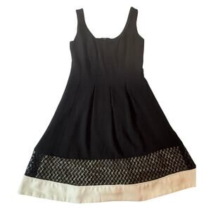 Nine West Black Fit & Flare Dress Tweed Hem Sleeveless Cocktail Career Size 2